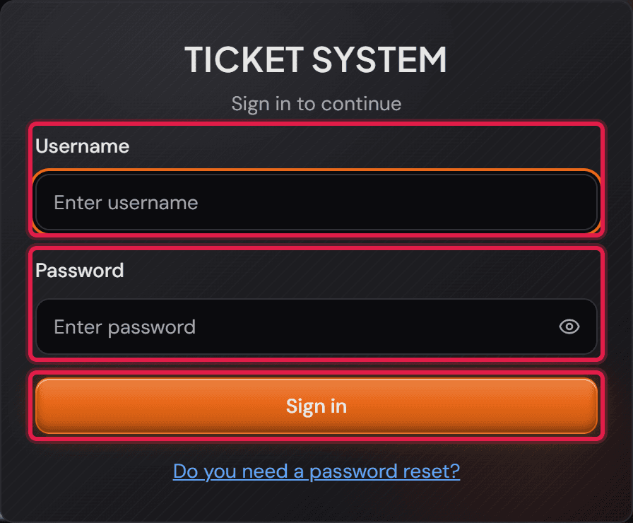 La pagina di accesso con i campi «Username» e «Password» e il pulsante «Sign in».